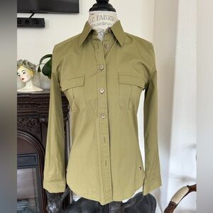 Tommy Hilfiger Tailored Green Shirt Size Medium Cotton stretch